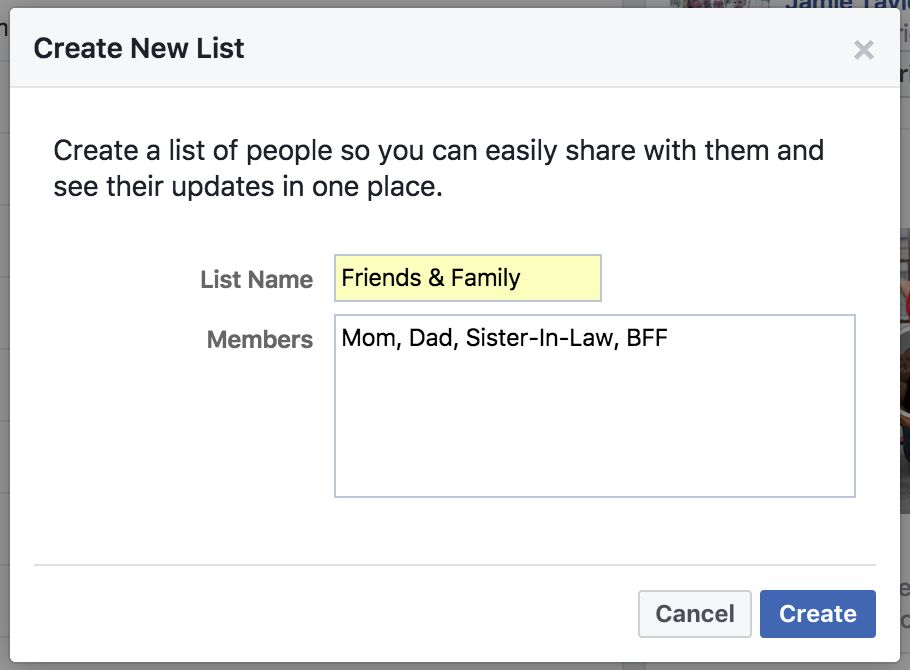 Facebook Friends List