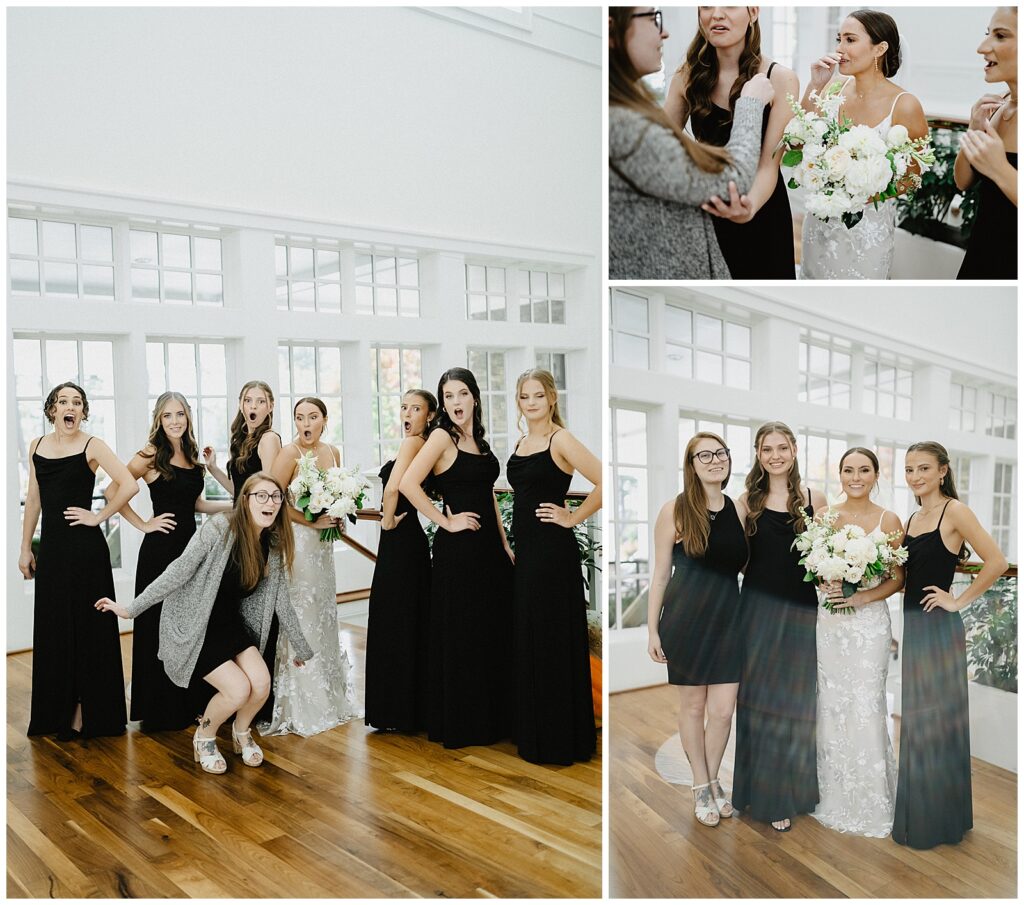 Bridal party dressed in black.